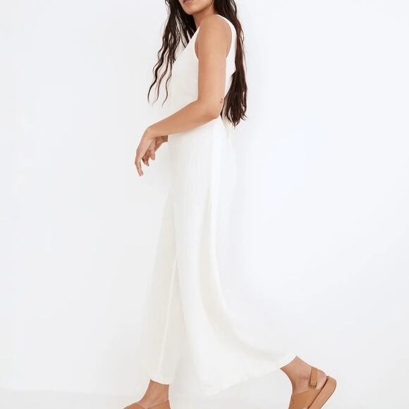 Madewell NWT Lightestspun Tie-Back White Cotton Gauze Cover-Up Jumpsuit Small - Picture 3 of 10